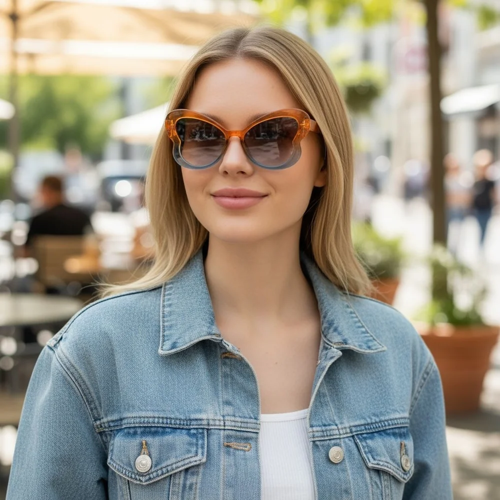 Butterfly Sunglasses Gradient Orange and Blue, Adult